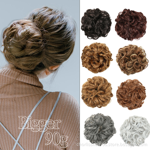 Wholesale Blonde Grey Messy Vigorous Synthetic Hair Bun Elastic Scrunchie Extensions Chignon Extensions For Women Wrap Ponytail